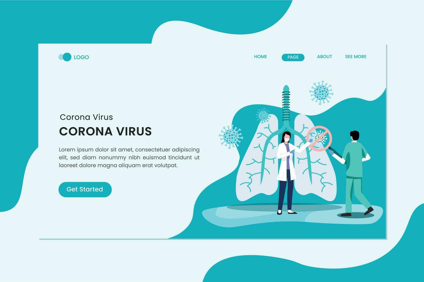 Lungs Being Affected Coronavirus Flat Concept vector