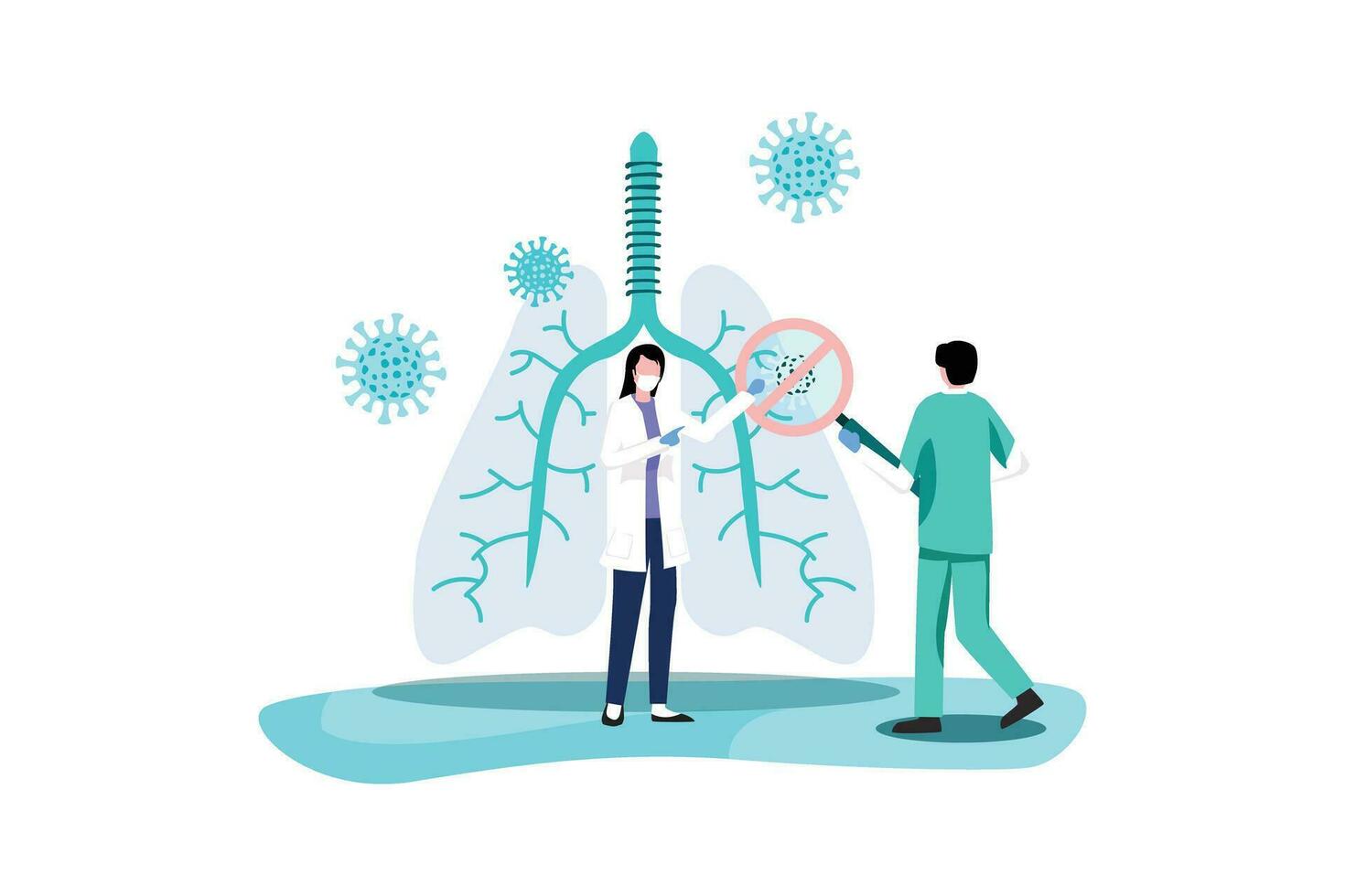 Lungs Being Affected Coronavirus Flat Concept vector