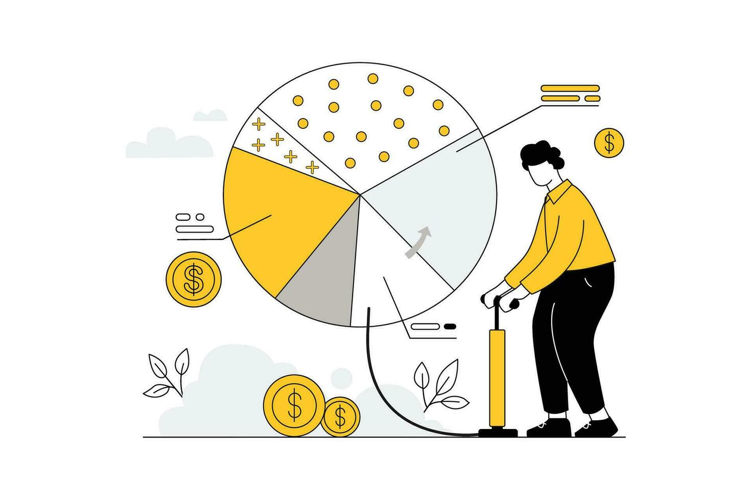 Illustration of Promoting Growth Vectors Illustration Flat