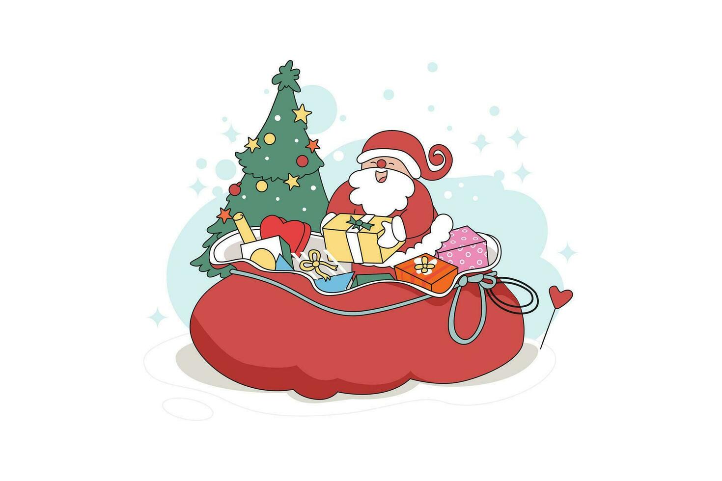 Santa Claus And A Large Gift Bag vector