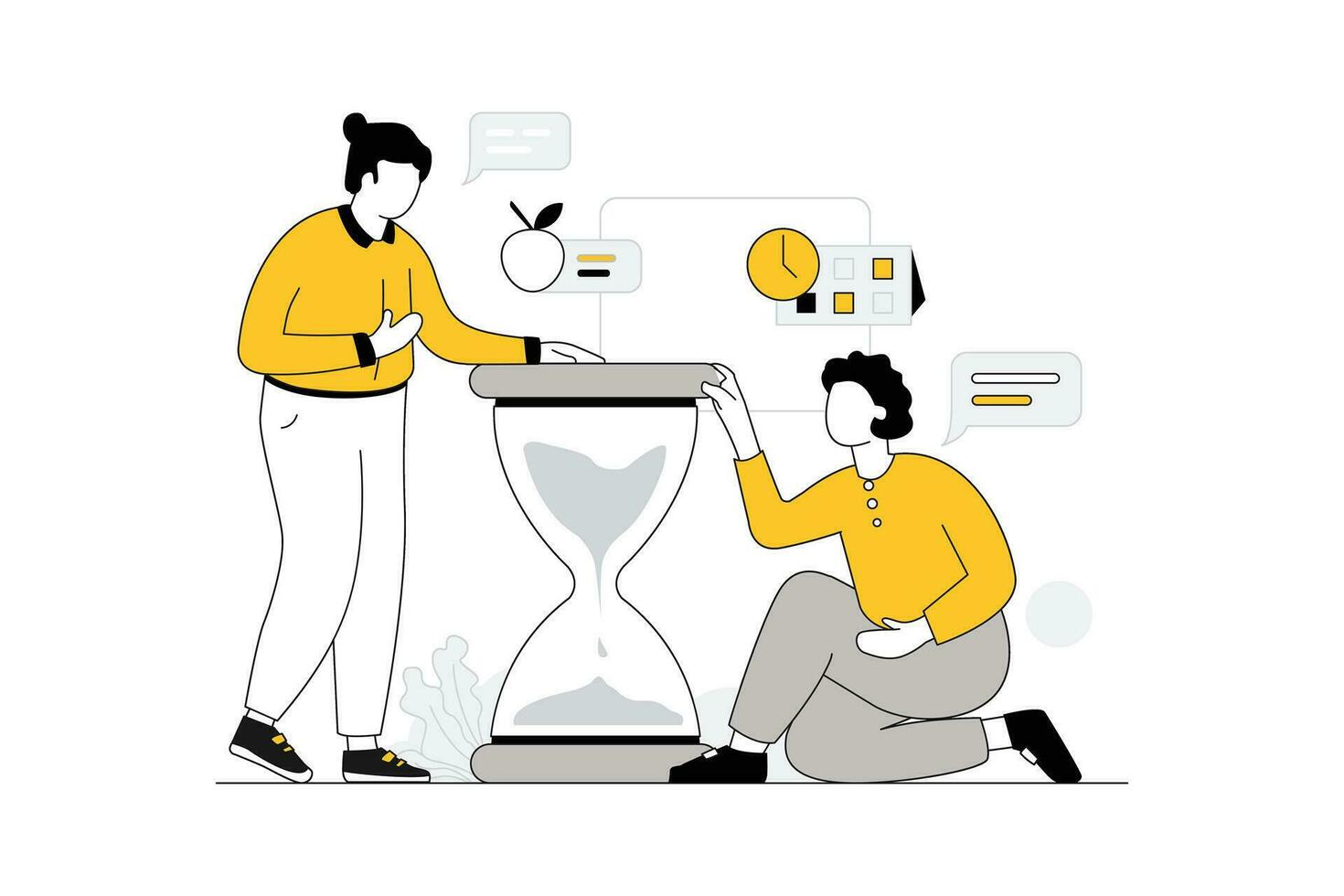 Time Management in Business Vectors Illustration Flat