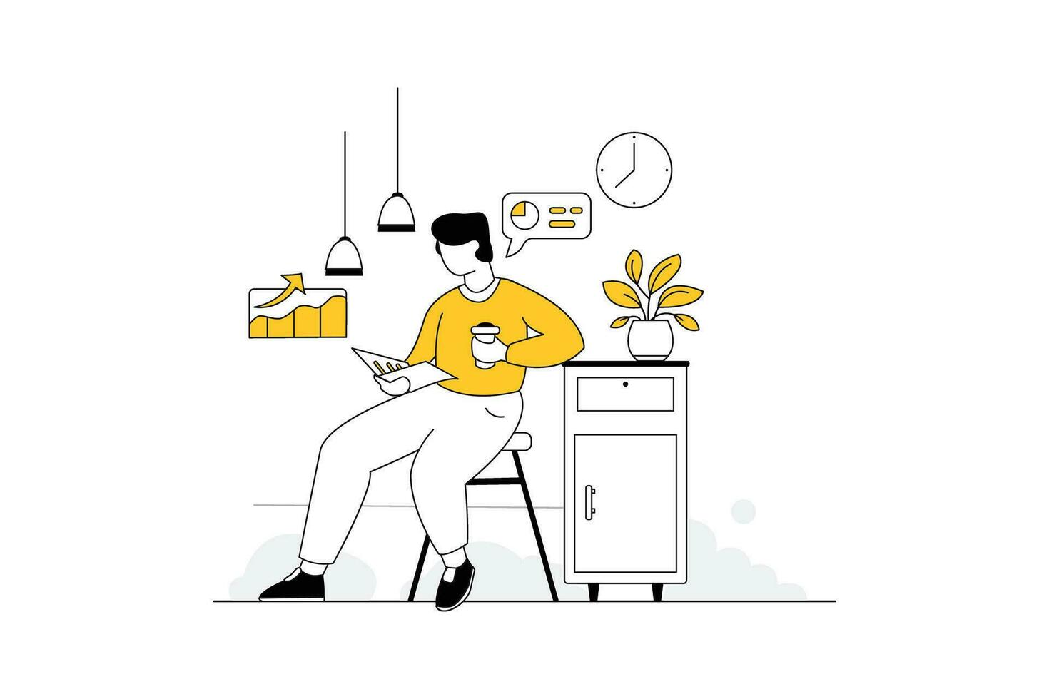 Reading about Financial Reports Vectors Illustration Flat
