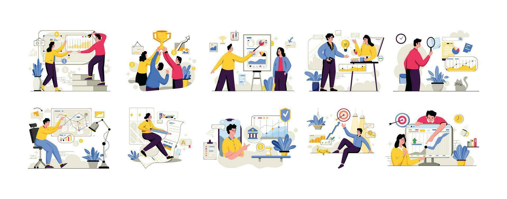 Business Vectors Illustration Flat Line