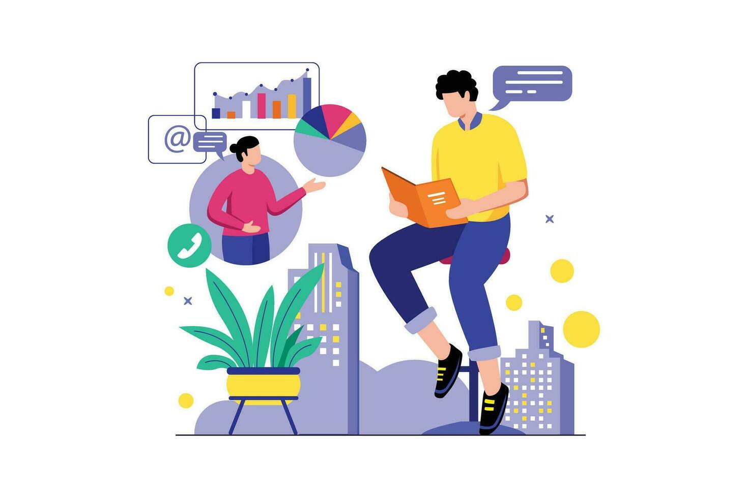 Man Looking At Business Report vector