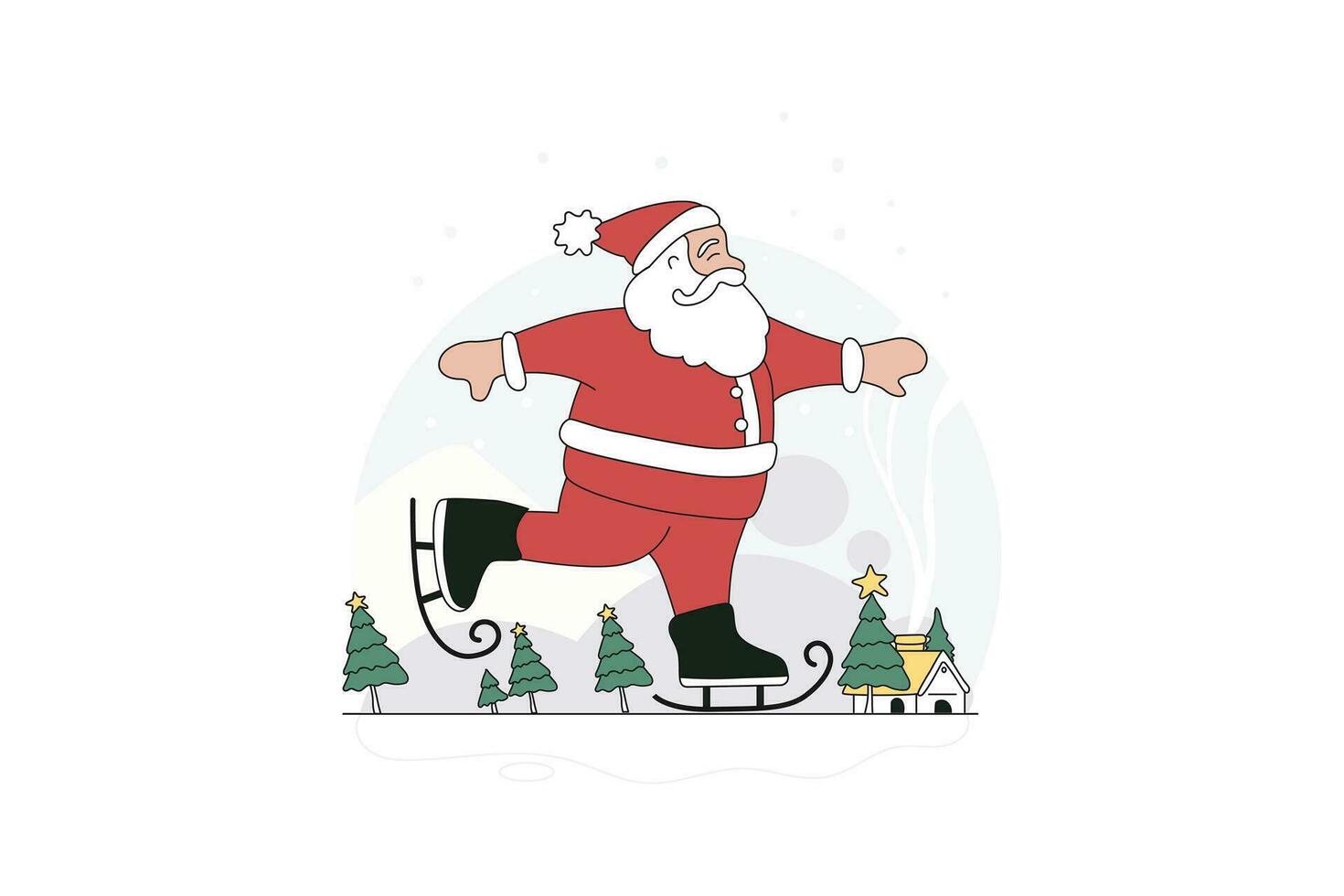 Santa Claus Is Ice Skating vector