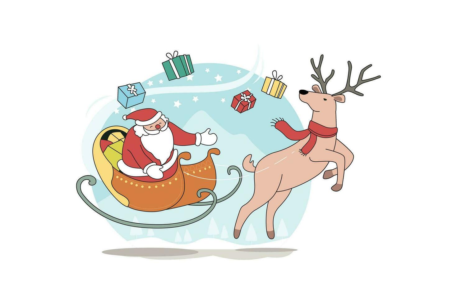 Santa Claus Is Riding A Reindeer vector