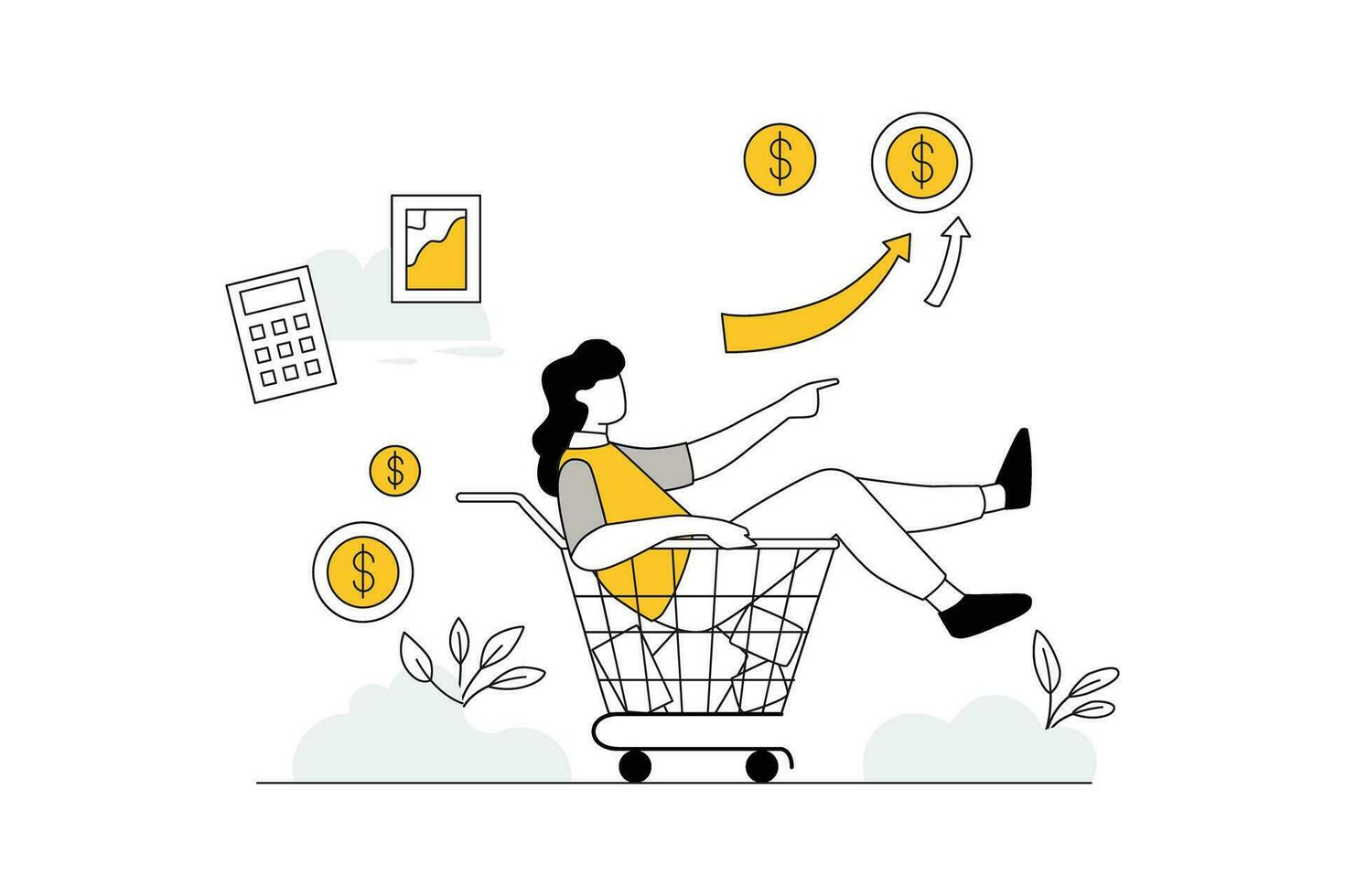 Increasing Market Value Vectors Illustration Flat