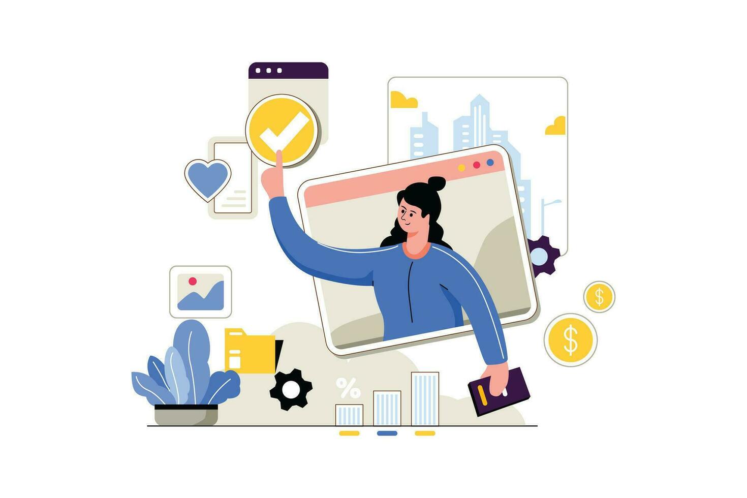 Complete The Business Mission - Flat Vector