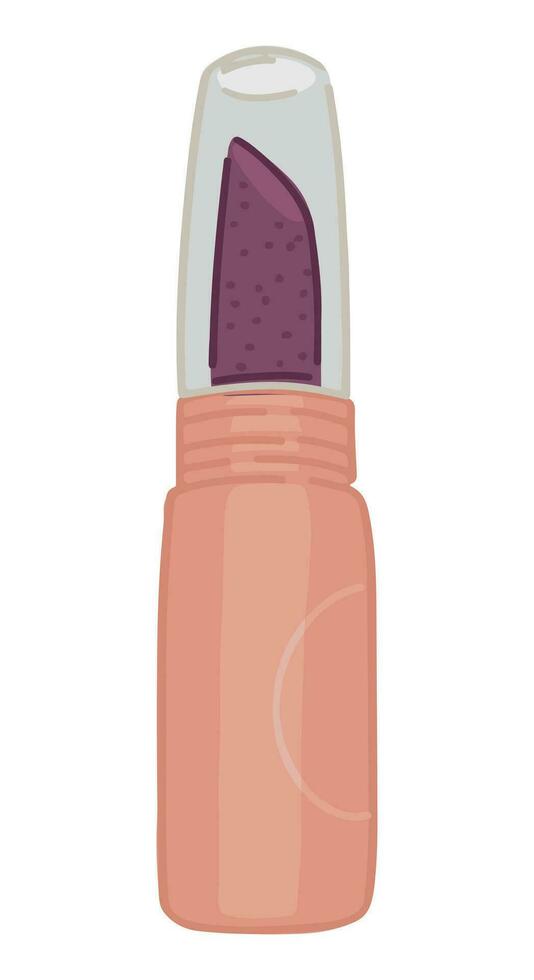 Lipstick clip art. Cosmetic lip makeup accessory doodle. Cartoon style vector illustration isolated on white background.