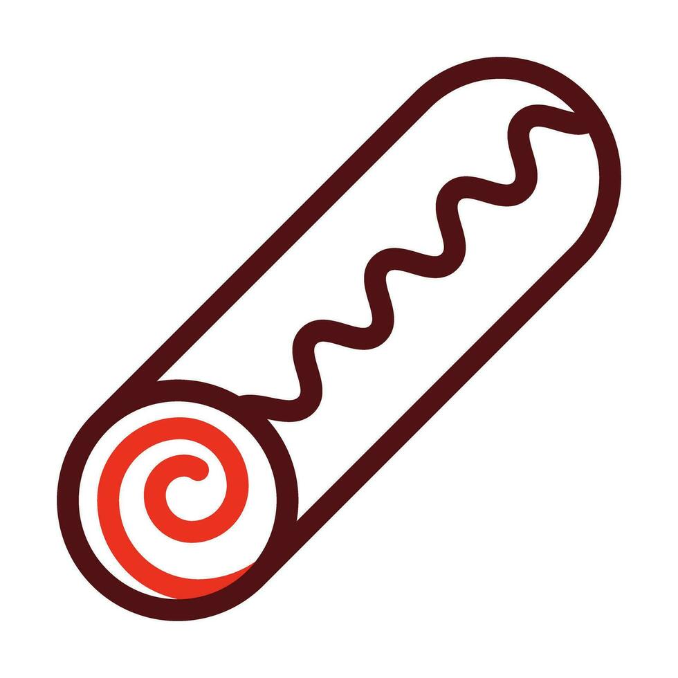 Roll Cake Vector Thick Line Two Color Icons For Personal And Commercial Use.