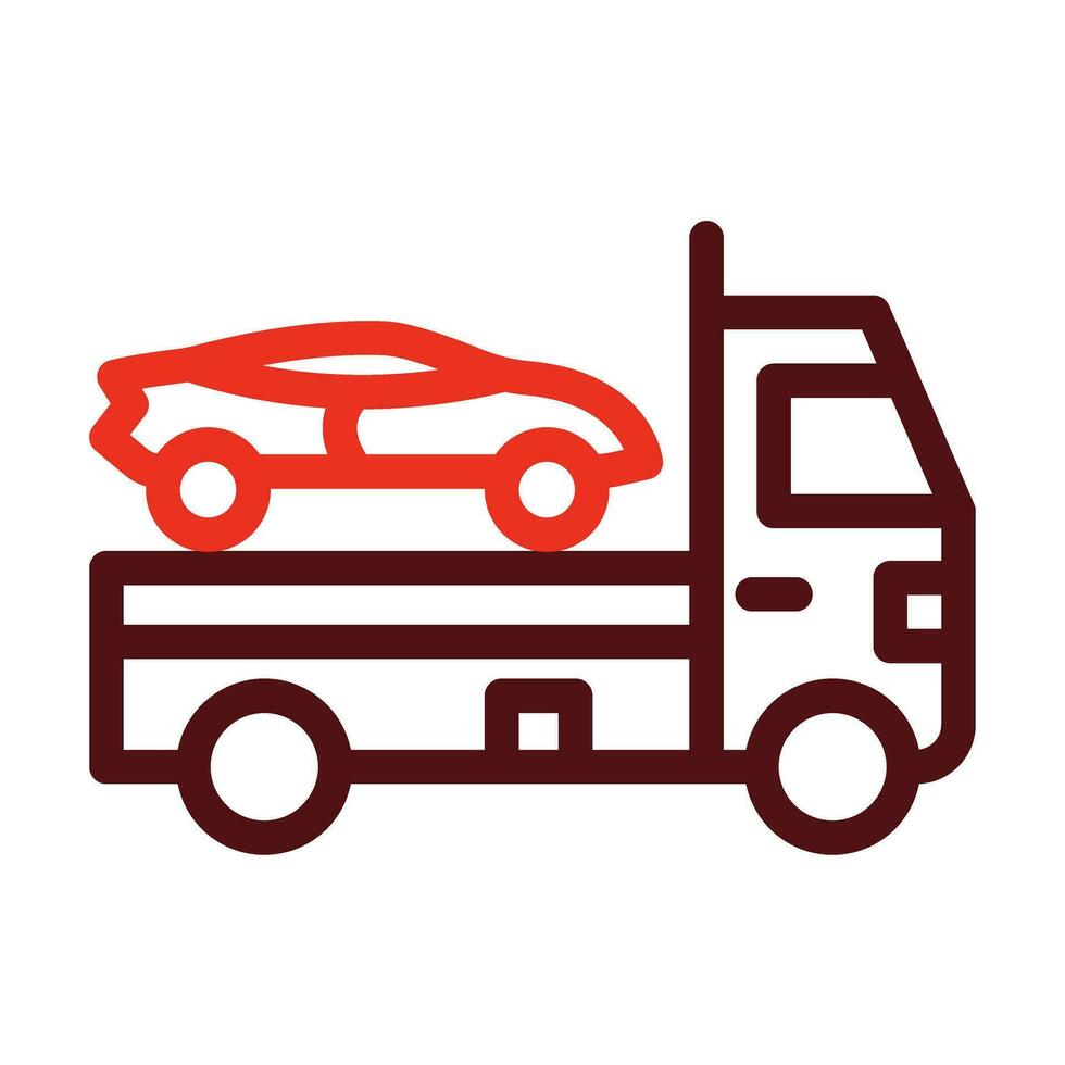 Towing Vehicle Vector Thick Line Two Color Icons For Personal And Commercial Use.