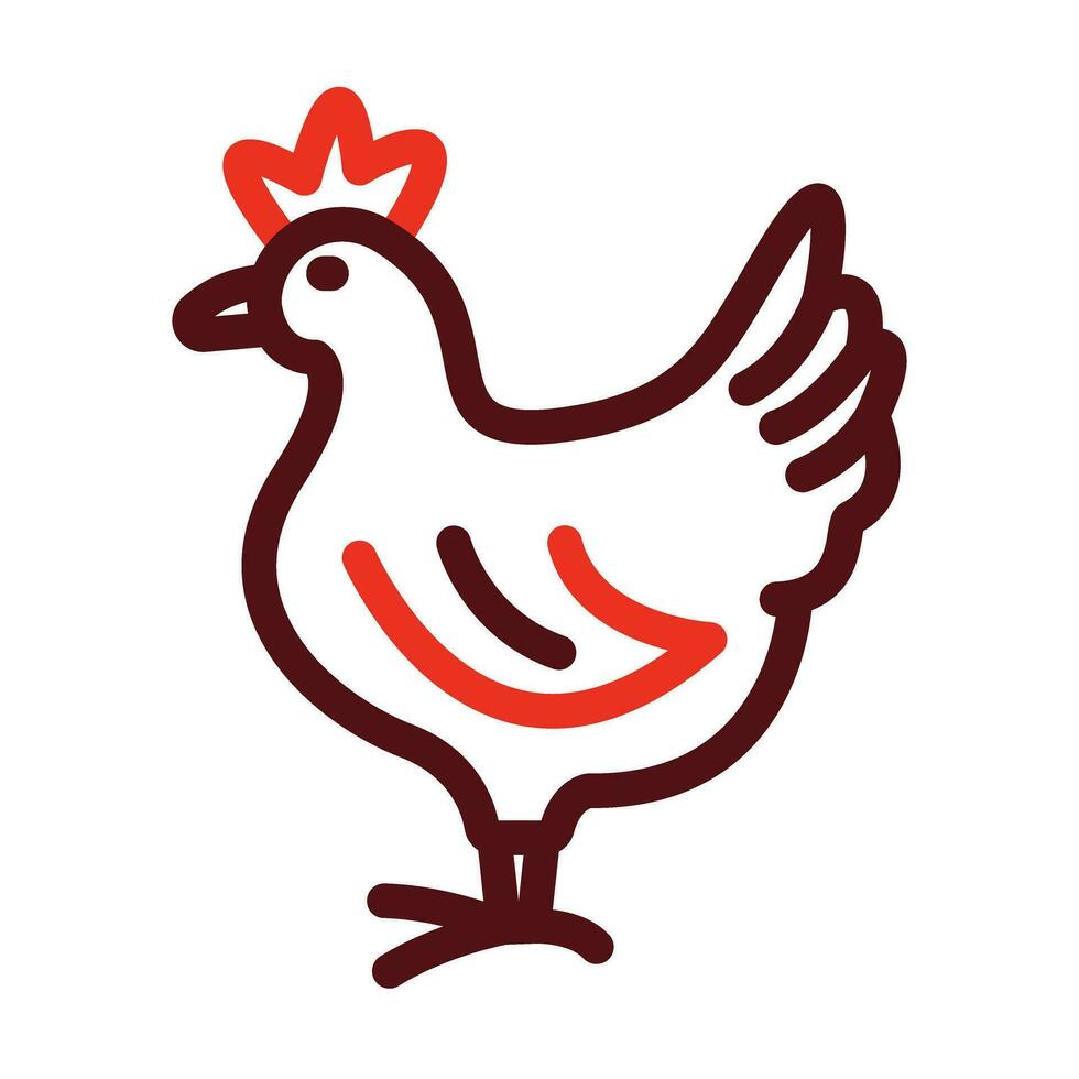 Hen Vector Thick Line Two Color Icons For Personal And Commercial Use.