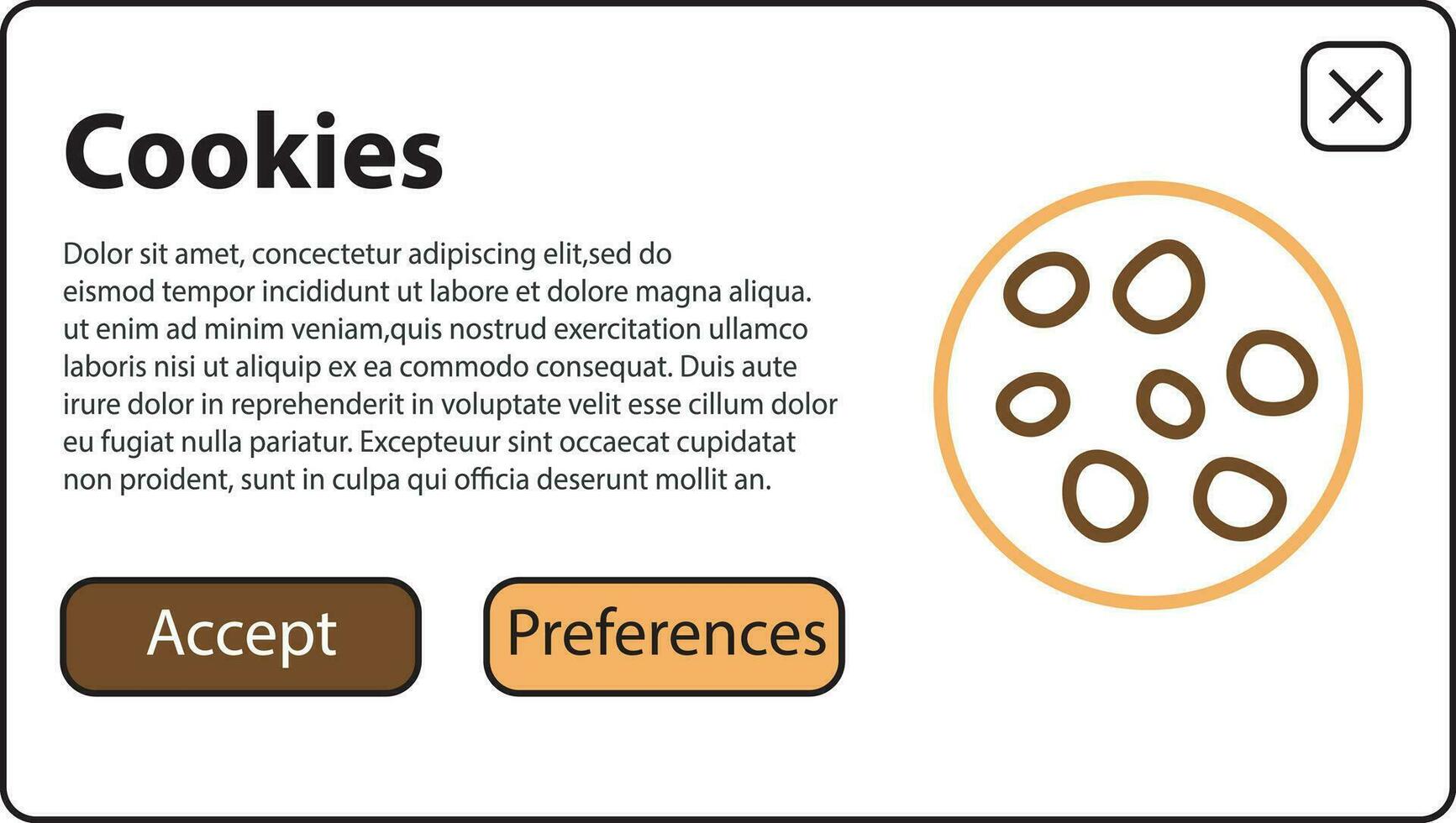 Internet web pop up for cookie policy notification. Website uses cookies banner vector