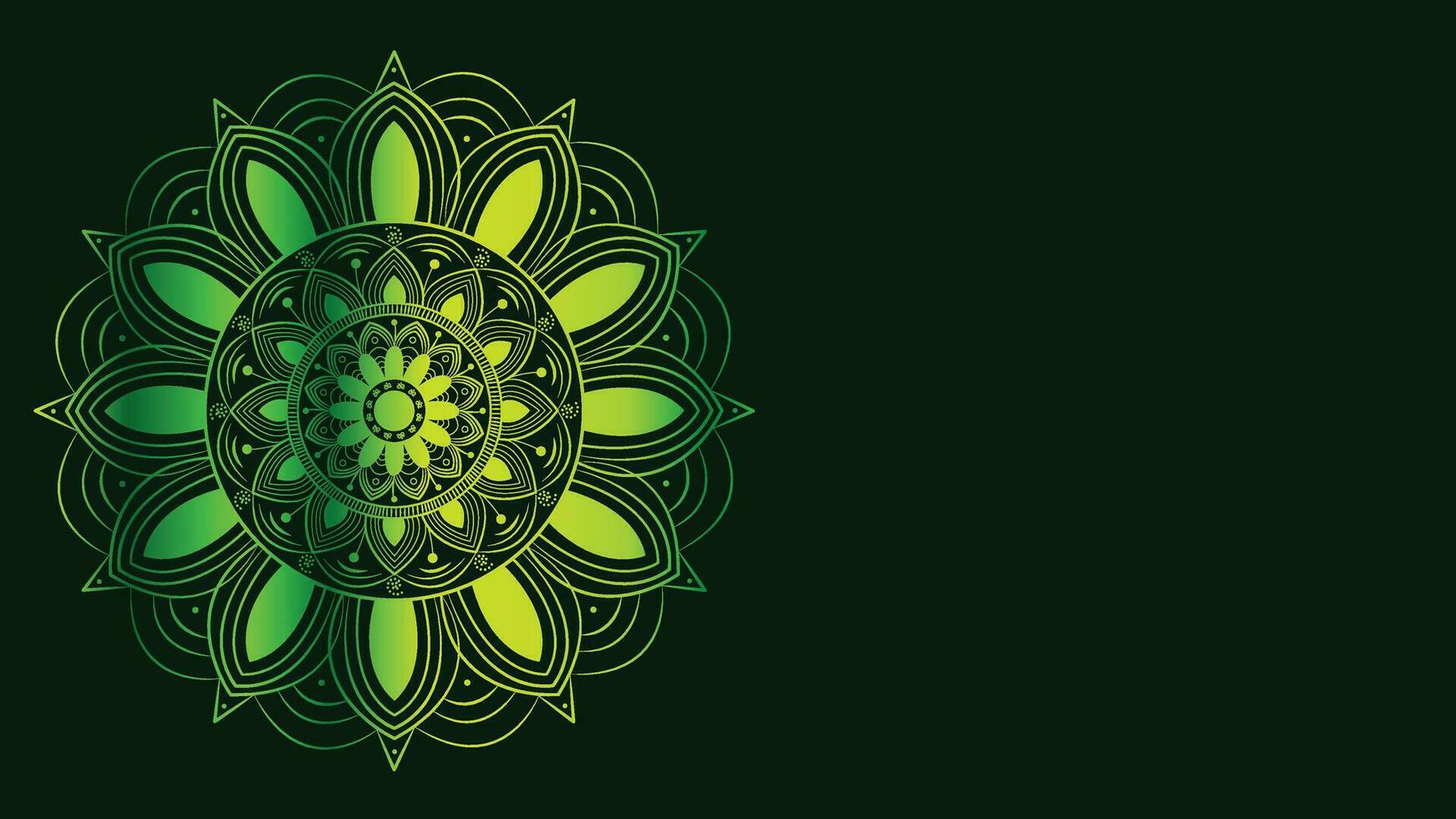 Abstract minimalist design creative Mandala background. This perfect mandala can be used as a banner or logo. This green gradient color shade flower background is perfect for content use. vector