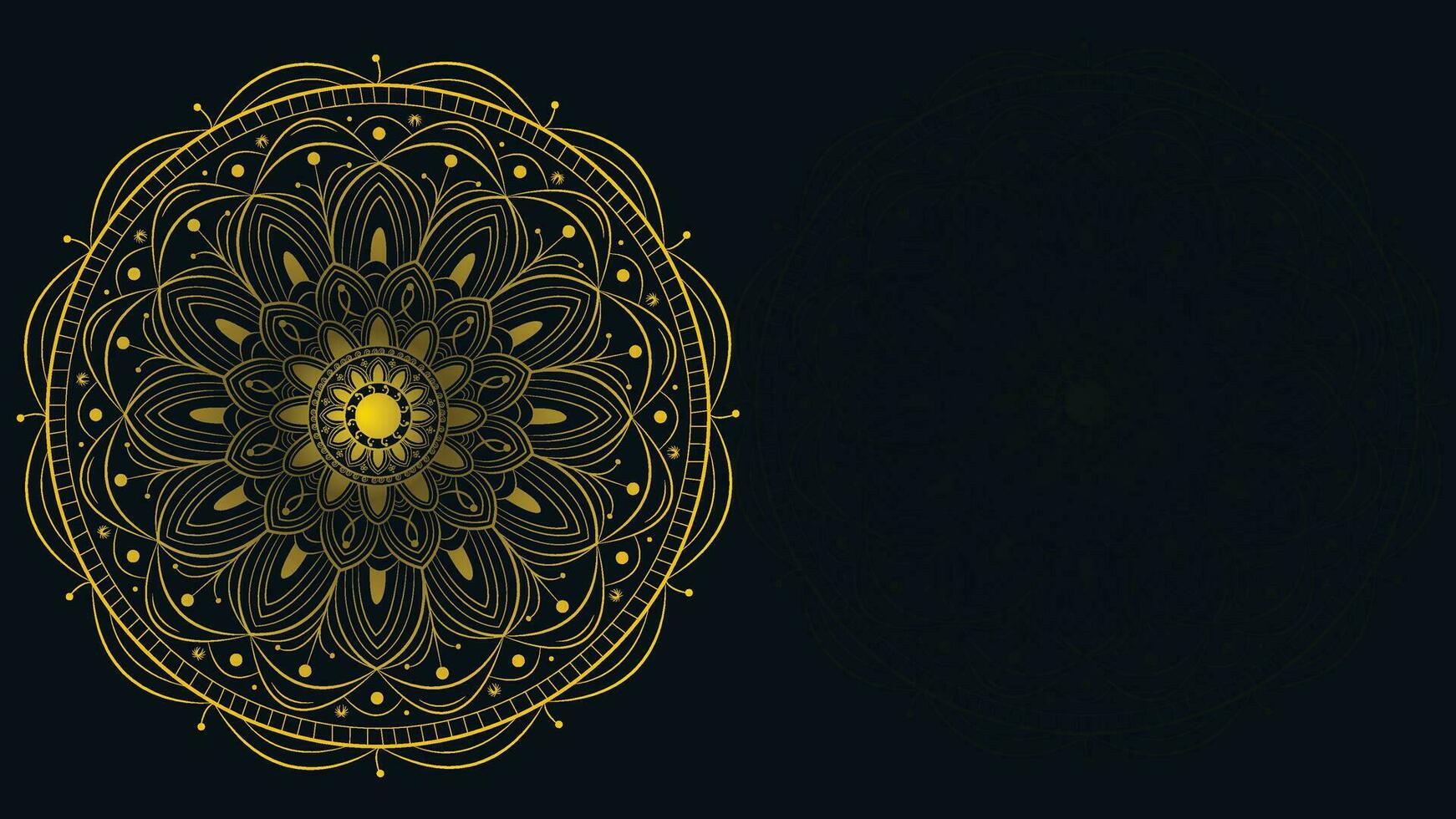 resumen dorado sombra degradado mandala en oscuro verde antecedentes. vector