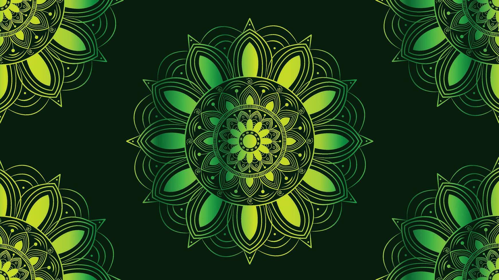 Abstract minimalist design creative Mandala background. This perfect mandala can be used as a banner or logo. This green gradient color shade flower background is perfect for content use. vector