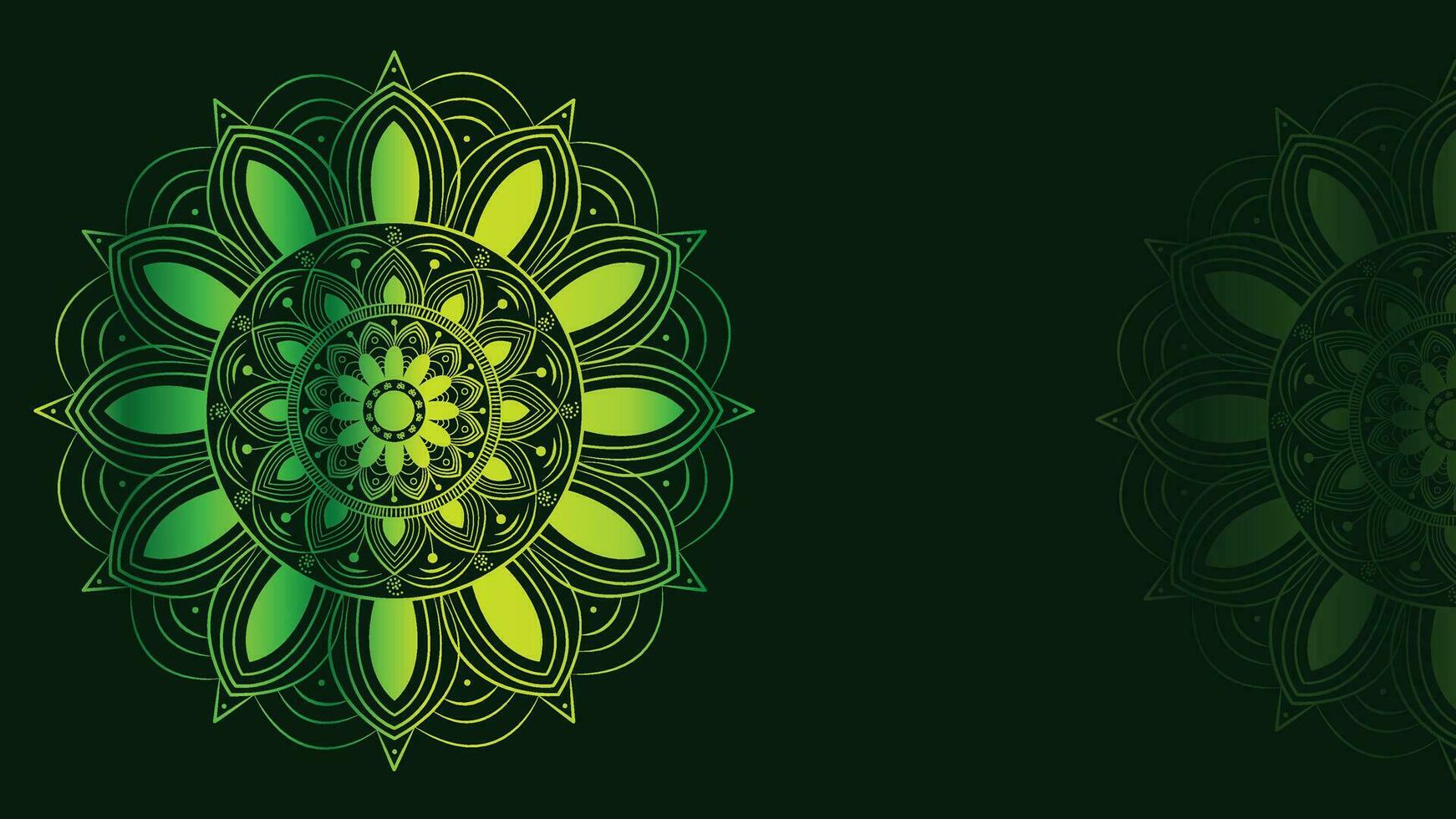 Abstract minimalist design creative Mandala background. This perfect mandala can be used as a banner or logo. This green gradient color shade flower background is perfect for content use. vector