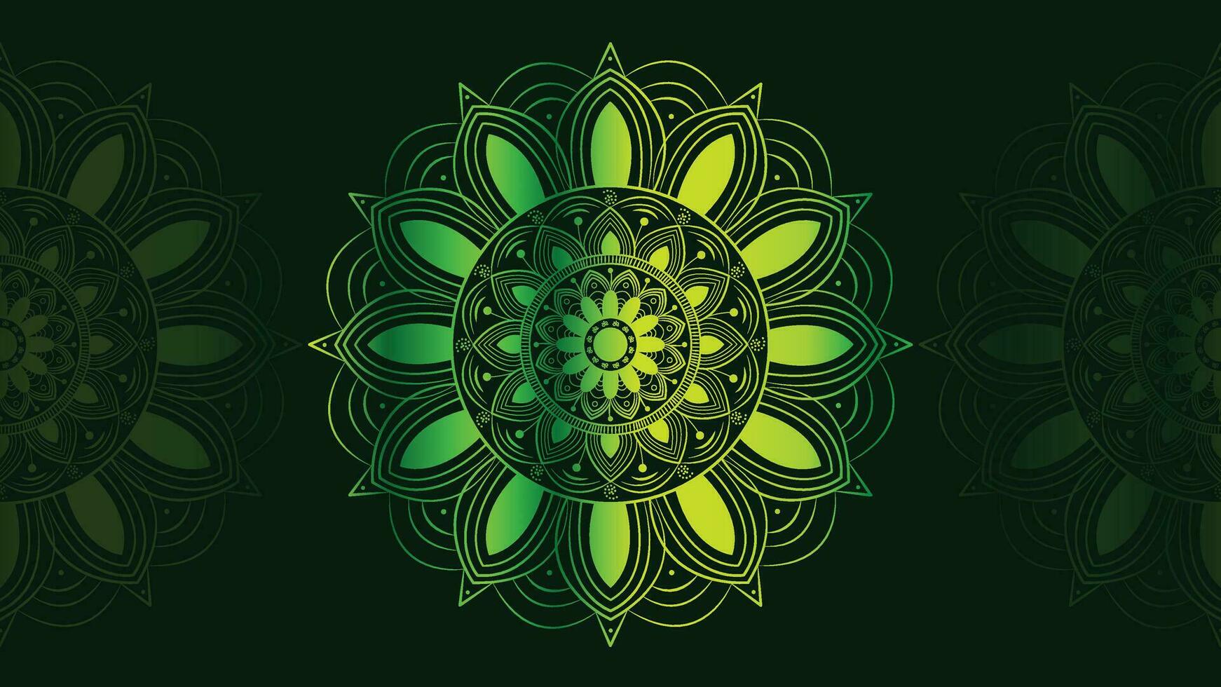 Abstract minimalist design creative Mandala background. This perfect mandala can be used as a banner or logo. This green gradient color shade flower background is perfect for content use. vector