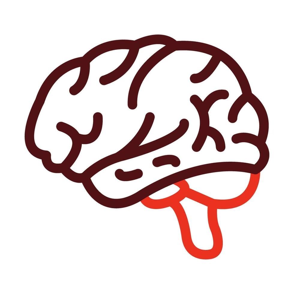 Brain Vector Thick Line Two Color Icons For Personal And Commercial Use.
