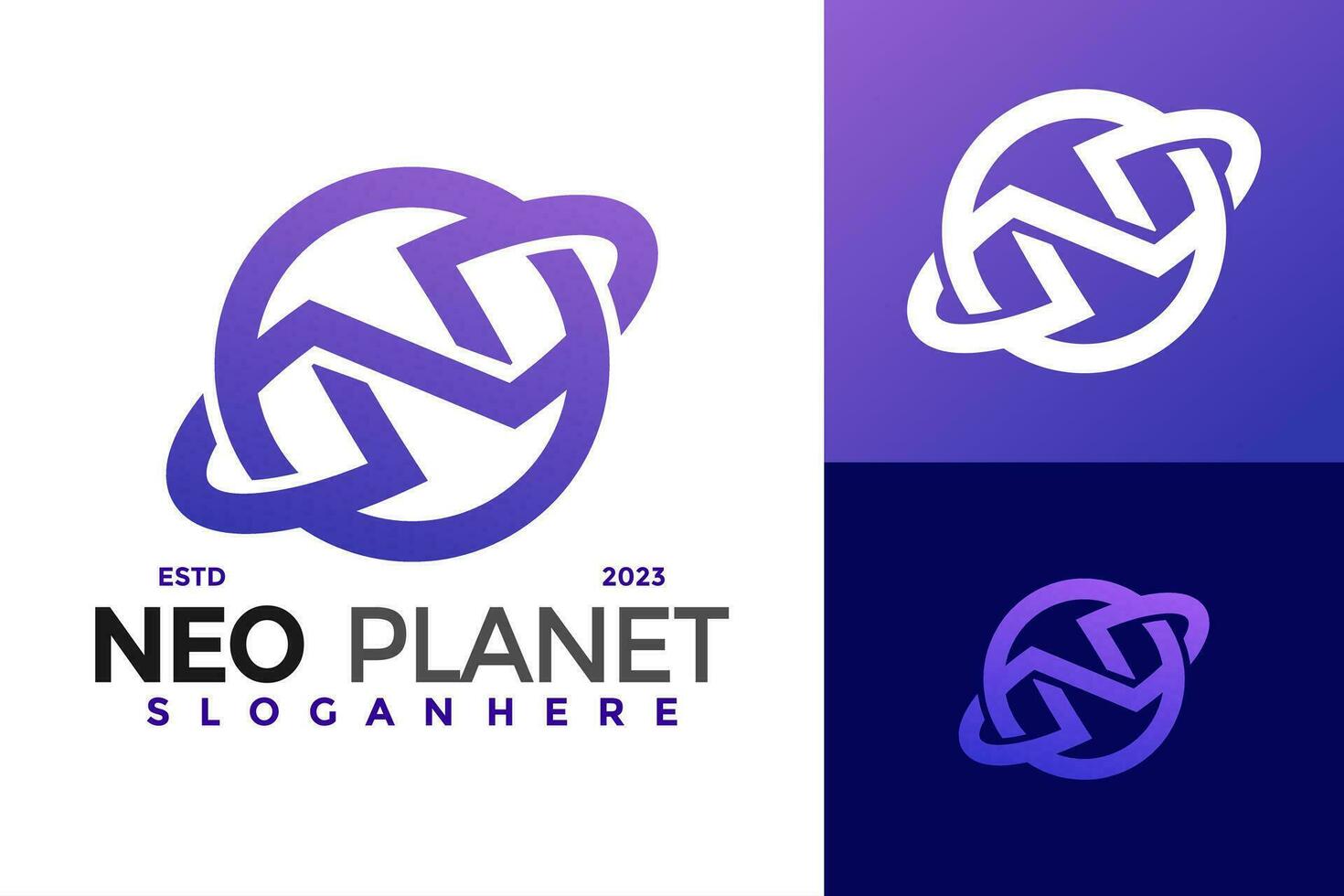 Letter N Planet Logo design vector symbol icon illustration