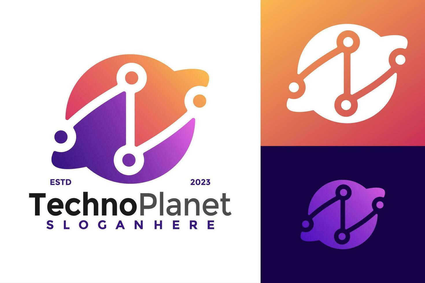 Letter N Techno Planet Logo design vector symbol icon illustration