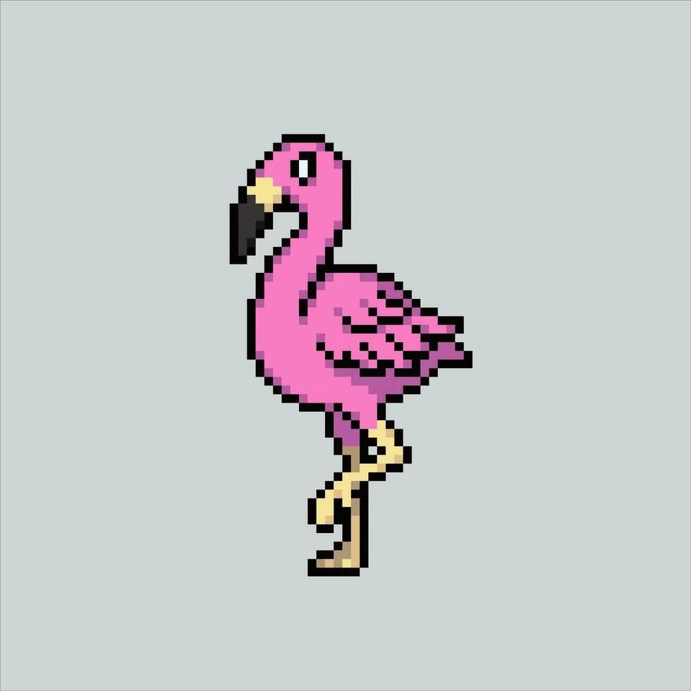 Pixel art illustration flamingo. Pixelated flamingo. flamingo bird pixelated for the pixel art game and icon for website and video game. vector