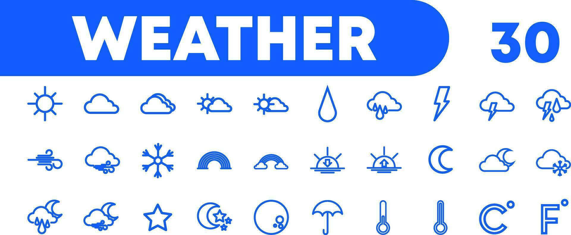 set of weather icon in line style vector