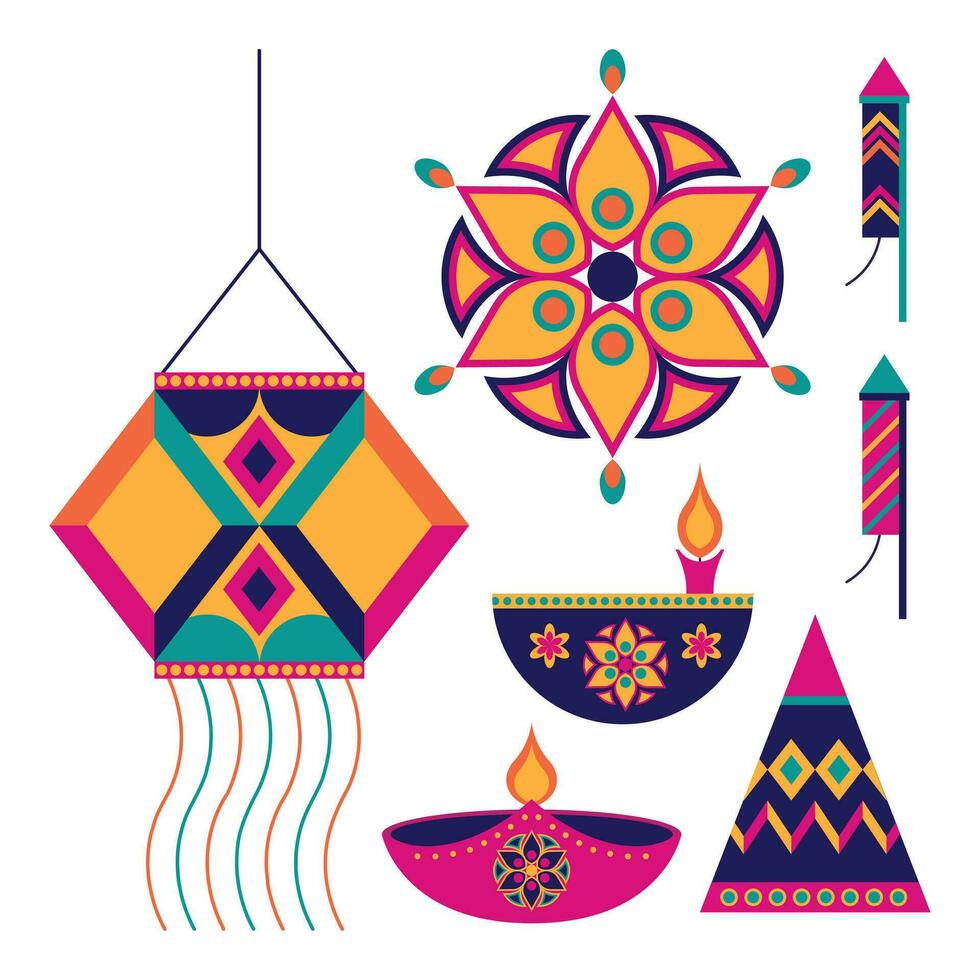 Diwali theme icon aesthetics, Indian Holiday Celebration Diwali vector