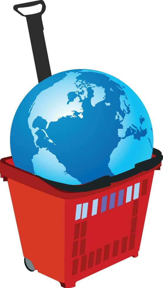 shopping cart with planet earth vector