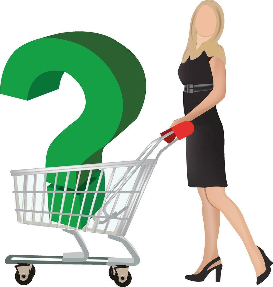 woman with cart and question mark vector