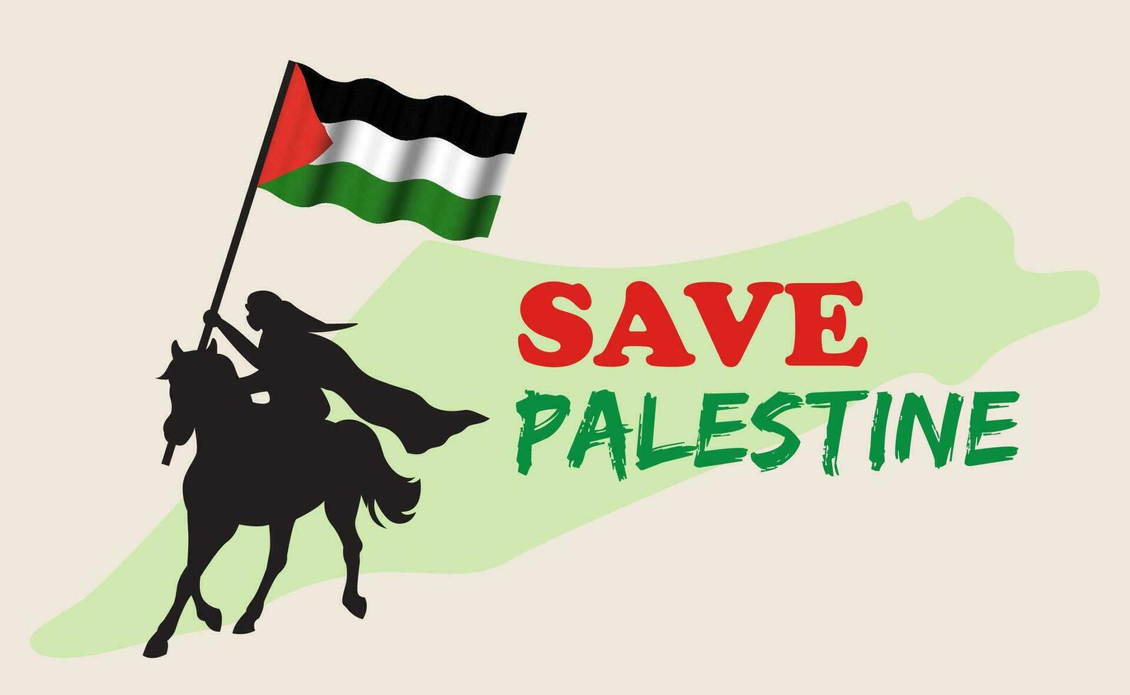 salvar Palestina ilustración. salvar gaza. hombre montando caballo con Palestina bandera. vector