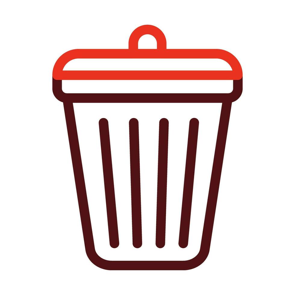 Dustbin Vector Thick Line Two Color Icons For Personal And Commercial Use.