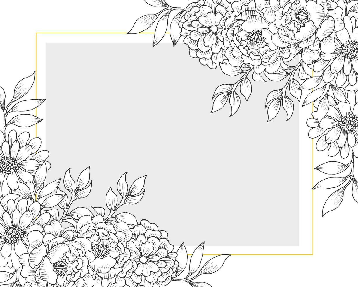 Hand Drawn Rose and Aster Border vector