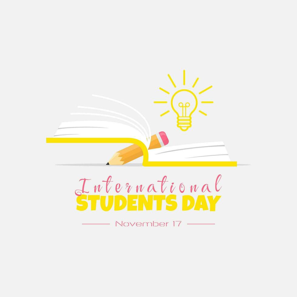 International Students Day poster with an illustration of learning to be smart vector