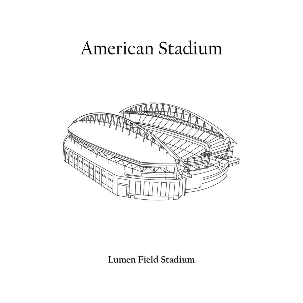 Graphic Design of the Lumen Field Stadium Seattle City. FIFA World Cup 2026 in United States, Mexico, and Canada. American International Football Stadium. vector