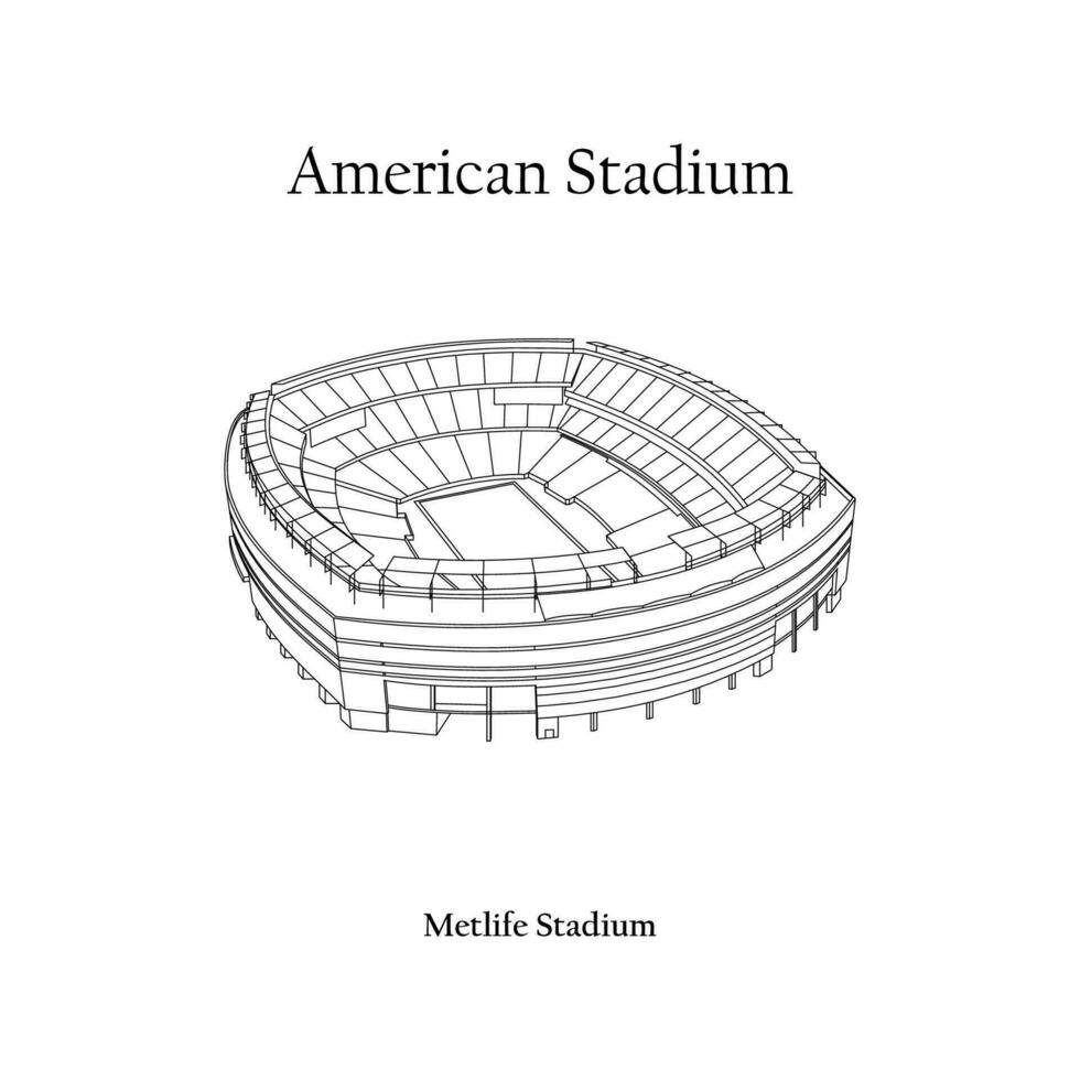 Graphic Design of the Metlife Stadium New York City. FIFA World Cup 2026 in United States, Mexico, and Canada. Mexico International Football Stadium. vector