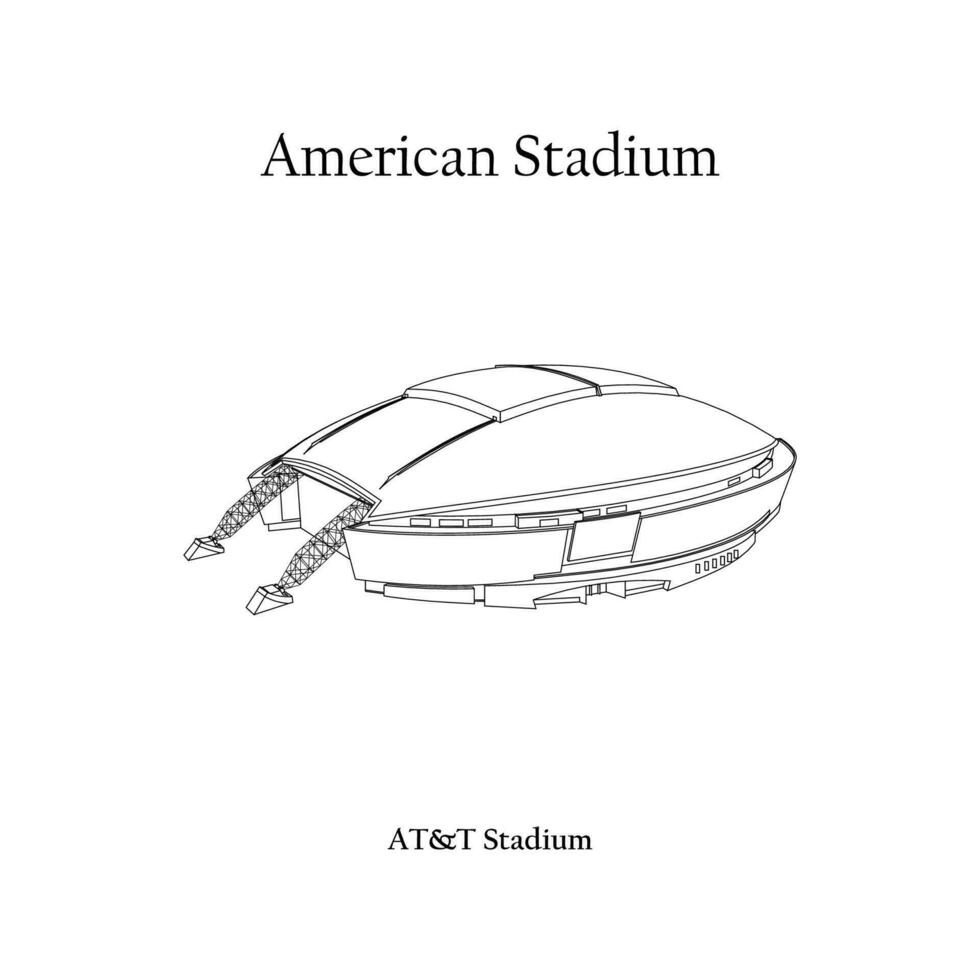 Graphic Design of the AT and T Stadium Dallas City. FIFA World Cup 2026 in United States, Mexico, and Canada. Mexico International Football Stadium. vector