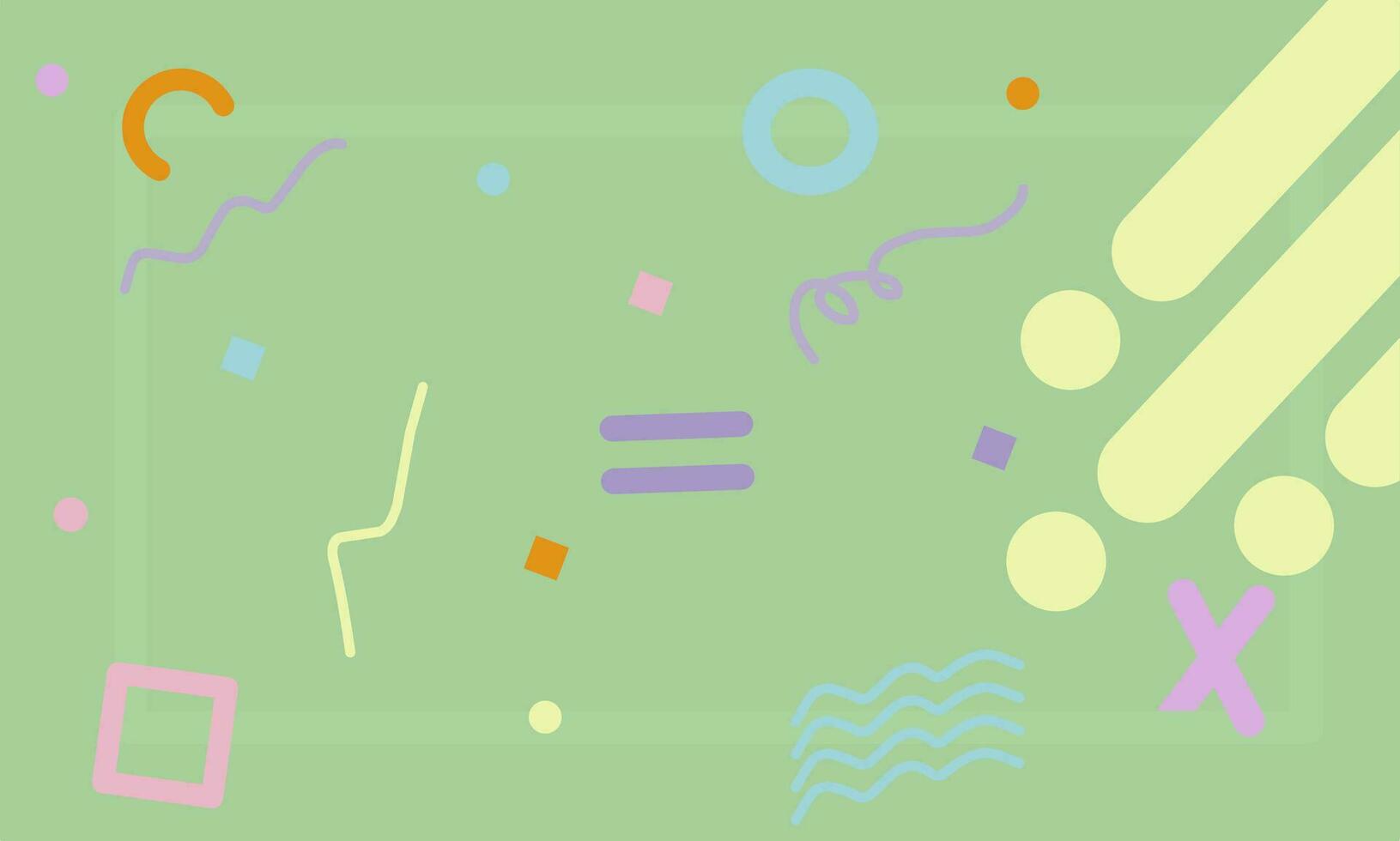 Green abstract background with colorful geometric shapes. vector