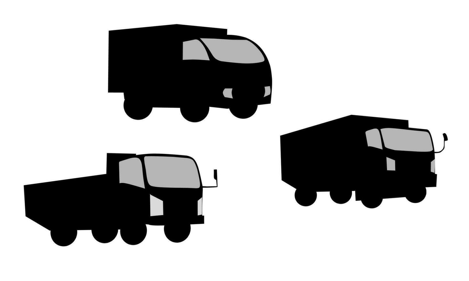 Delivery truck silhouette set. vector