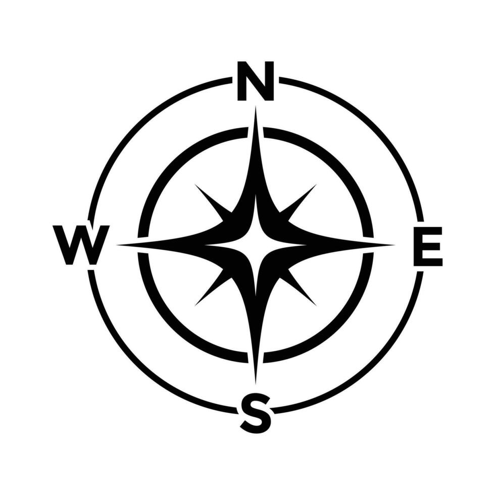 Arrow Compass Icon, Geographical Icon, Direction Design Elements, Navigate Destination Through Compass Tools, Qaba Direction Searching Sign, North Direction Symbol Vector Illustration