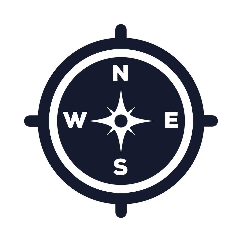 Arrow Compass Icon, Geographical Icon, Direction Design Elements, Navigate Destination Through Compass Tools, Qaba Direction Searching Sign, North Direction Symbol Vector Illustration