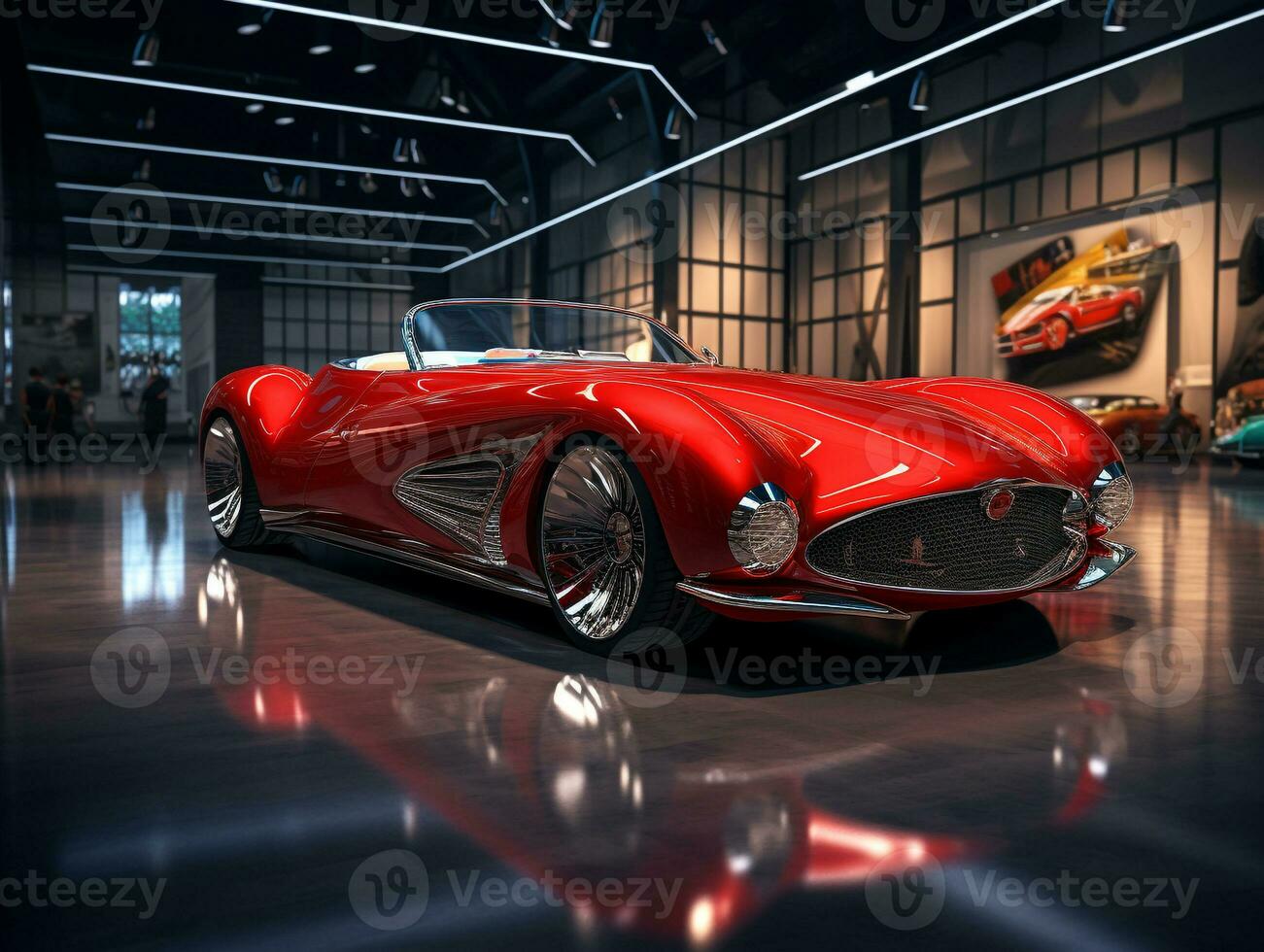 Coupe Car exhibition. Generative AI photo
