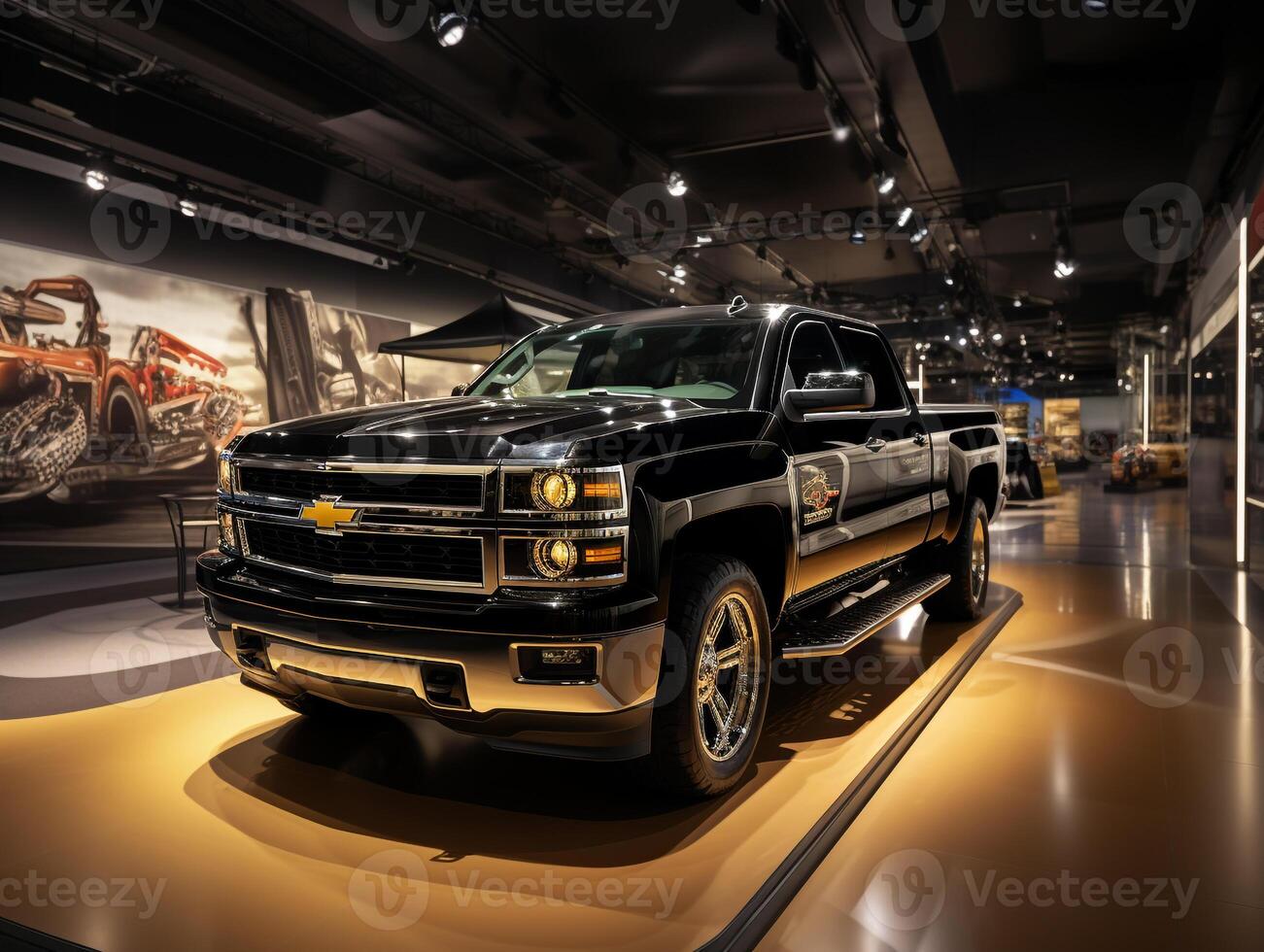 Chevrolet Silverado exhibition. Generative AI photo