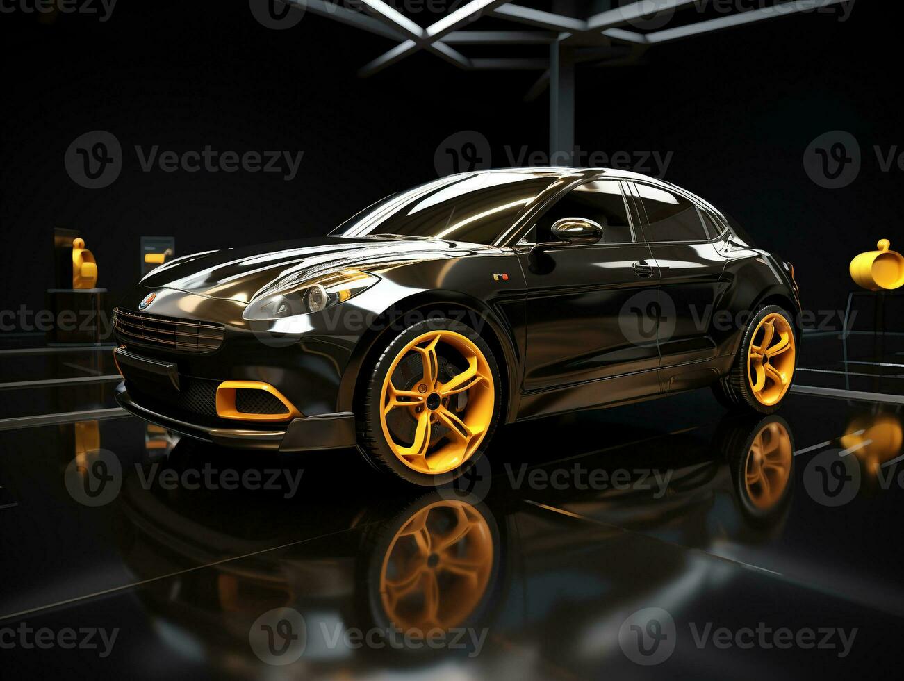 Crossover car exhibition. Generative AI photo