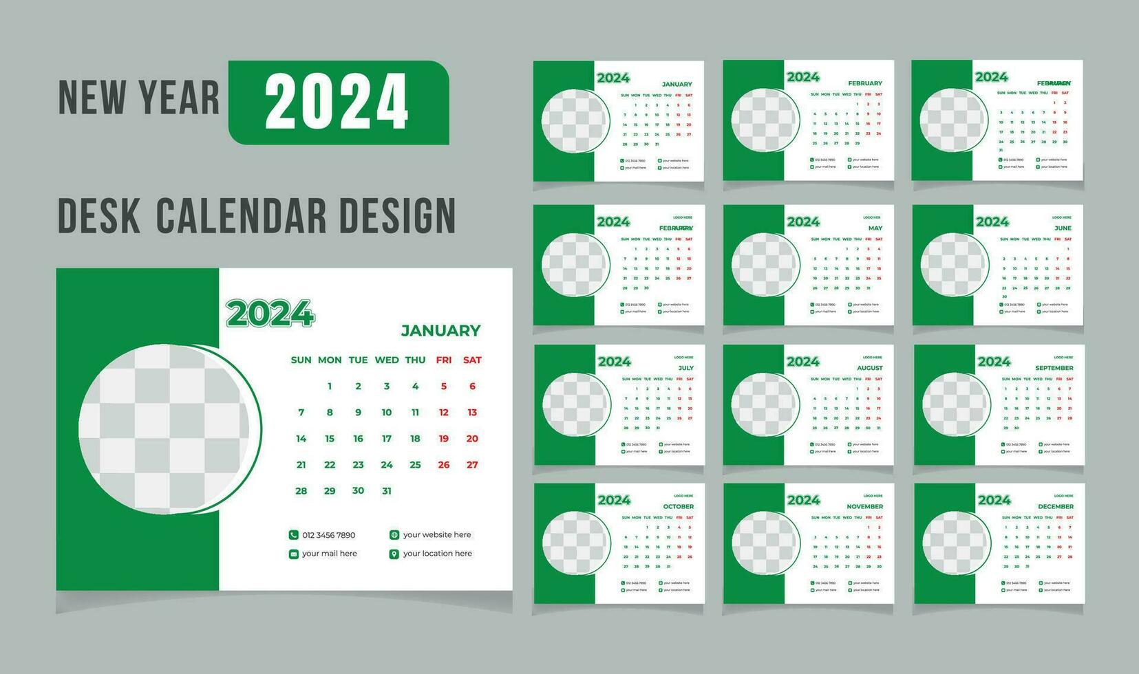 Desk calendar 2024 vector