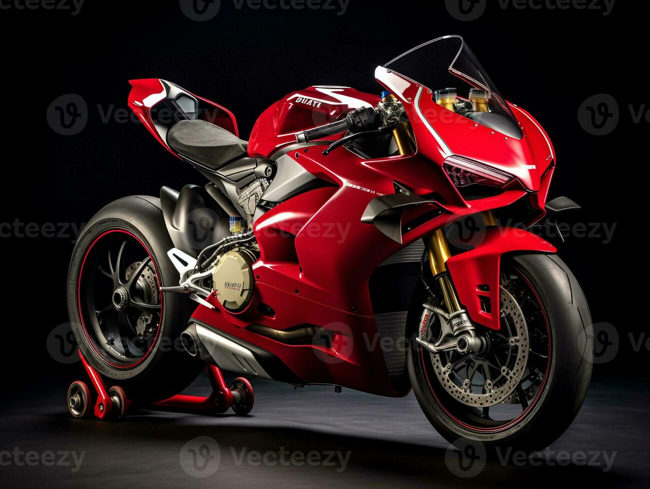 Ducati Panigale V4 exhibition. Generative AI photo