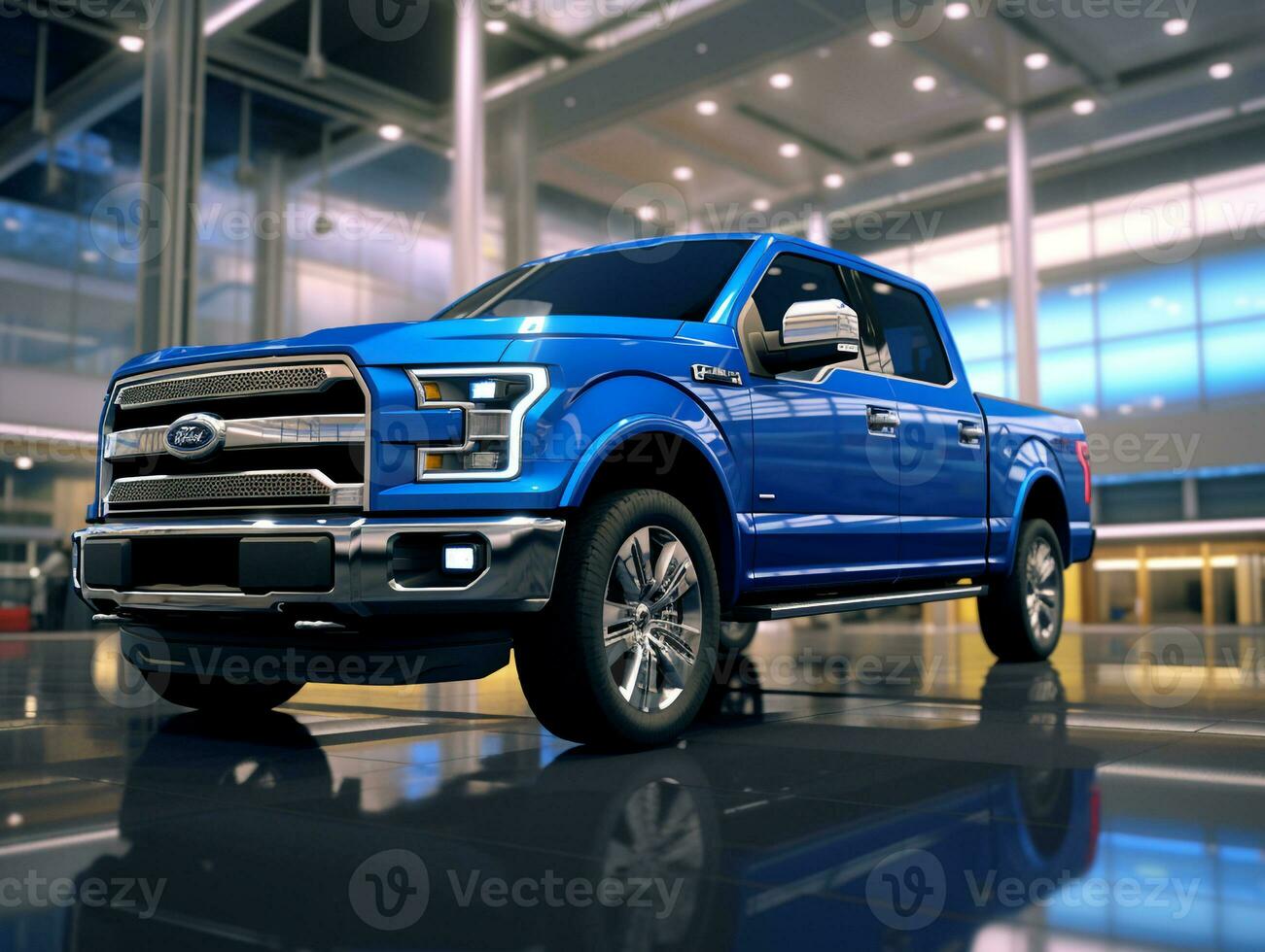 Ford F-150 exhibition. Generative AI photo