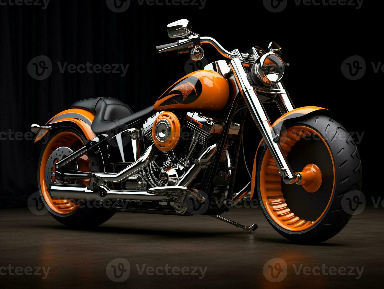 Harley-Davidson Fat Boy exhibition. Generative AI photo