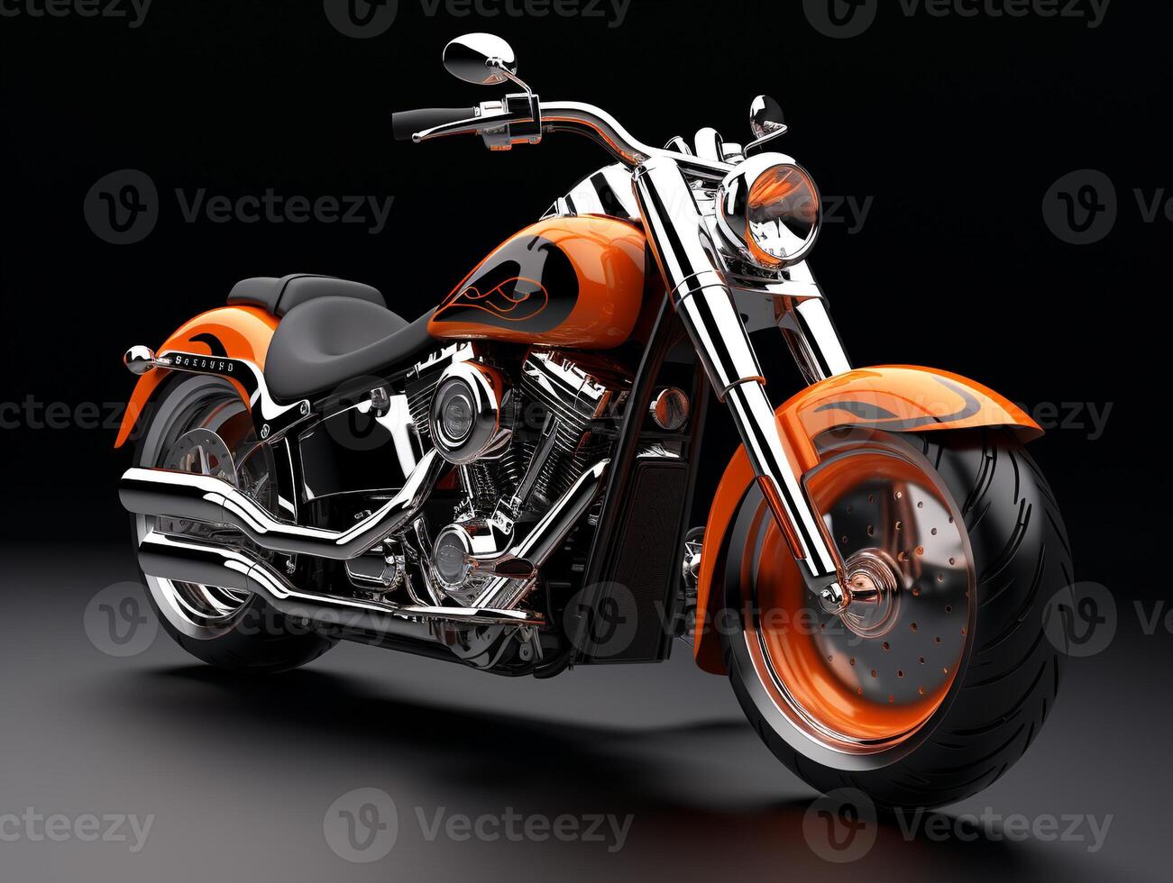 Harley-Davidson Fat Boy exhibition. Generative AI photo