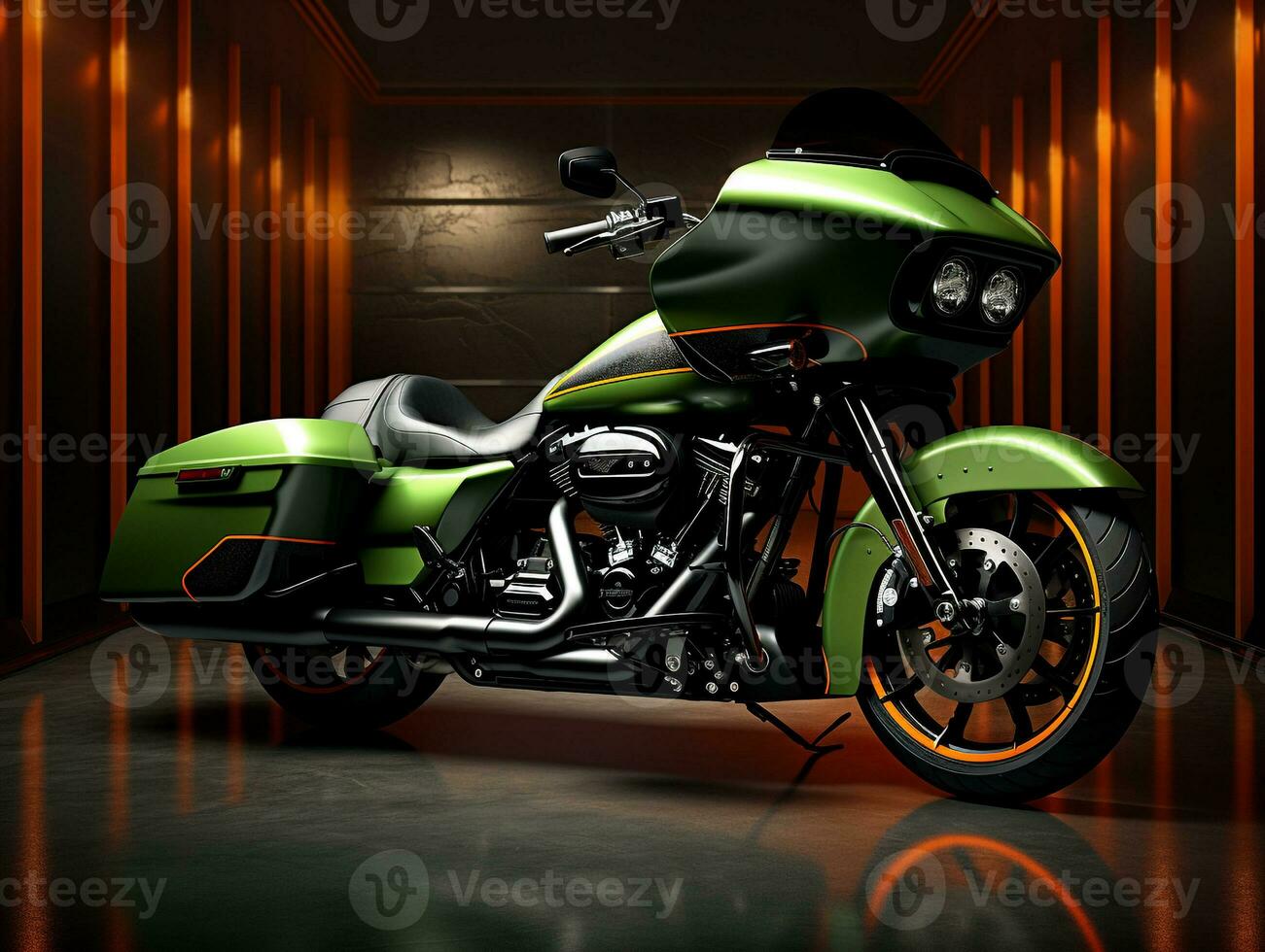 Harley-Davidson Road Glide exhibition. Generative AI photo